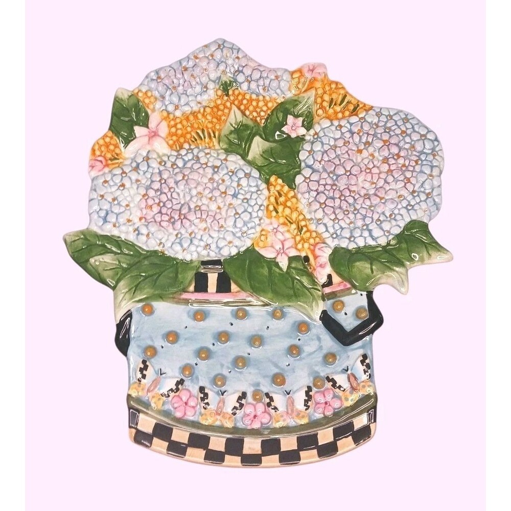 NEW Sakura Spring Bouquet Decorative Serving Plate Tray Hydrangeas Debbie Mumm